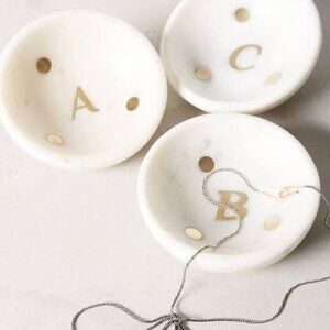 Anrthopologie White Gold Marble Monogram 'S' Trinket Dish
